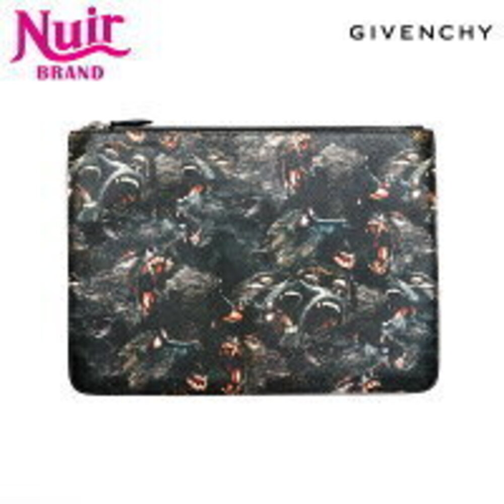 Givenchy Leather Dog Rottweiler Clutch Bag Black